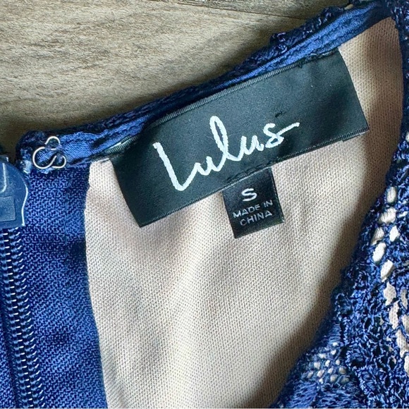 Lulus Forever and Always Navy Blue Lace Bodice Georgette Maxi Dress Size S - Picture 5 of 16